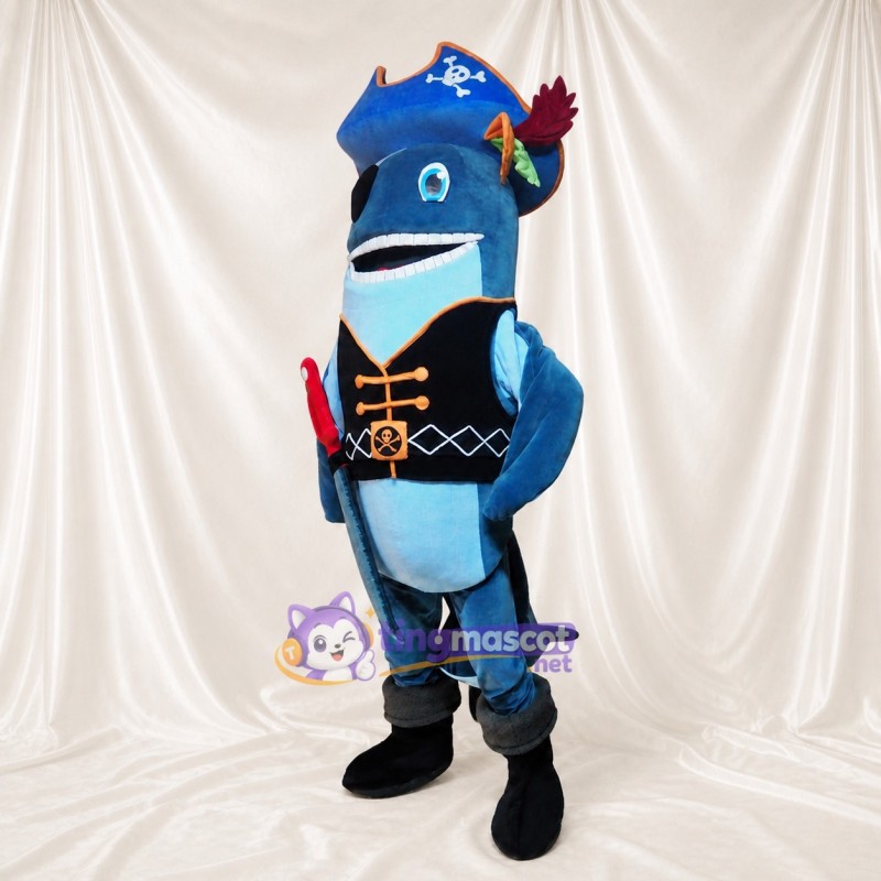 Shark Pirate Mascot Costume Full Body for Adults School Events