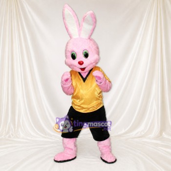 Lapin athlète rose Costume de mascotte intégral pour adultes Événements sportifs