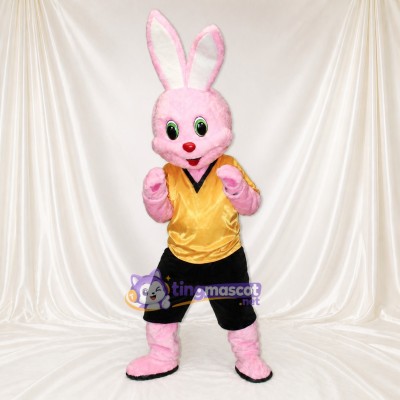 Lapin athlète rose Costume de mascotte intégral pour adultes Événements sportifs