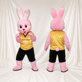 Lapin athlète rose Costume de mascotte intégral pour adultes Événements sportifs