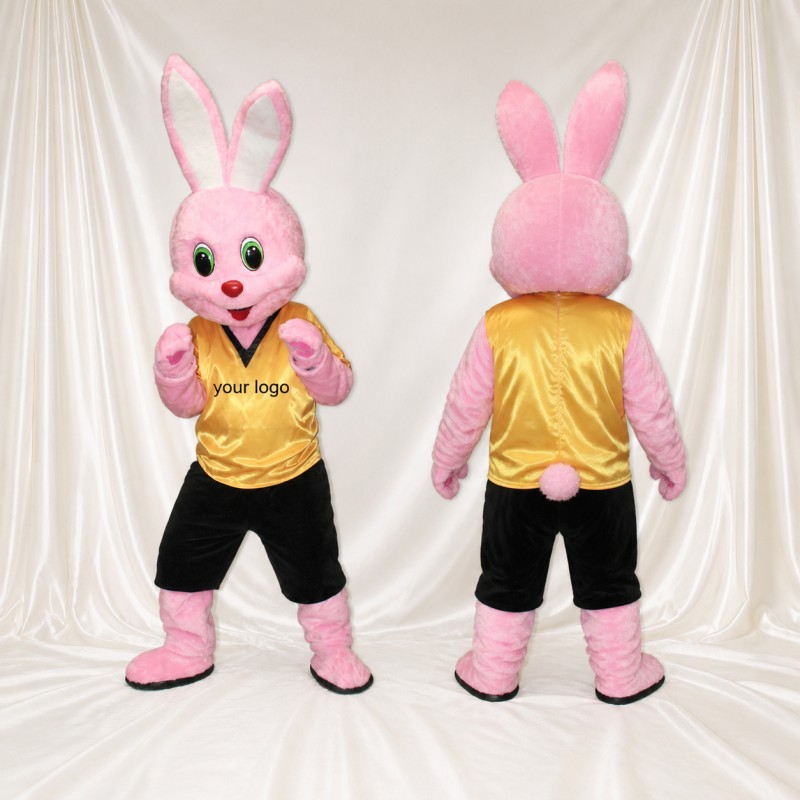 Lapin athlète rose Costume de mascotte intégral pour adultes Événements sportifs