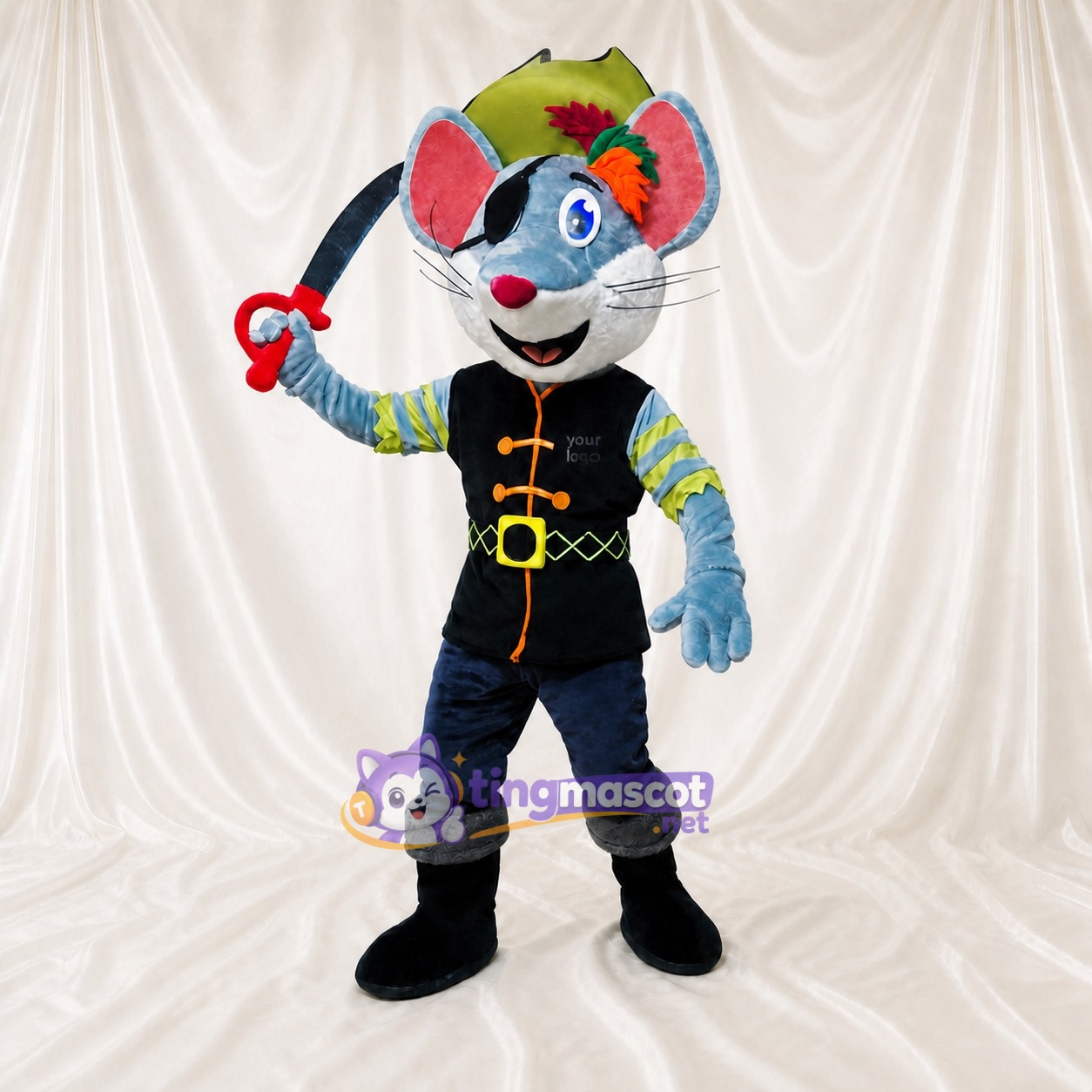 Mouse Pirate Mascot Costume Full Body for Adults School Events Mouse Pirate Mascot Costume Full Body for Adults School Events