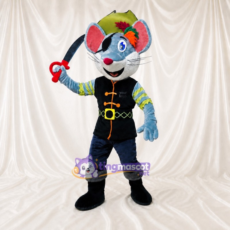Mouse Pirate Mascot Costume Full Body for Adults School Events