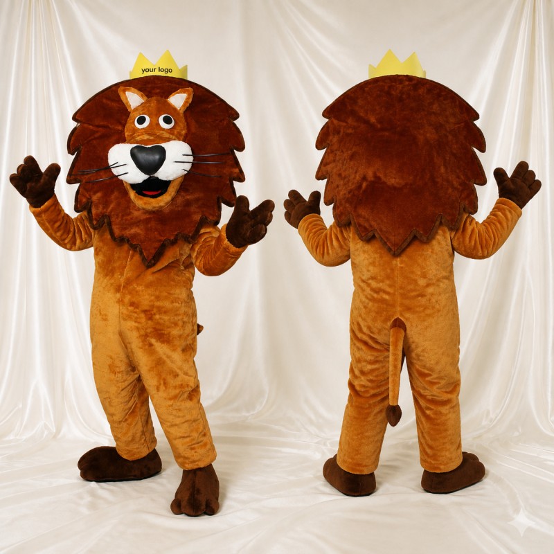 Crowned Lion Mascot Costume Full Body for Adults Stage Events