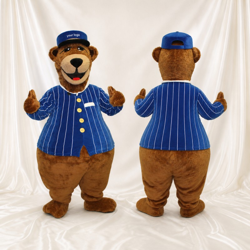 Bear Bellhop Mascot Costume Full Body for Adults School Events