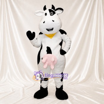 Black Cartoon Facial Cow Mascot Costume Full Body for Adults School Events