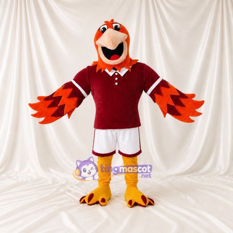 Orange Bird Athlete Mascot Costume Full Body for Adults Sports Events