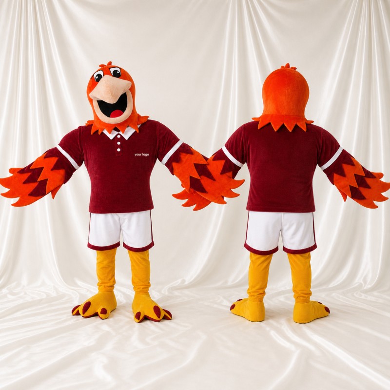 Orange Bird Athlete Mascot Costume Full Body for Adults Sports Events