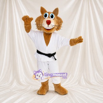 Chat de Karaté Costume de mascotte intégral pour adultes Événements sportifs