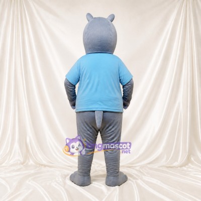 Gray Hippo Mascot Costume Full Body for Adults School Events