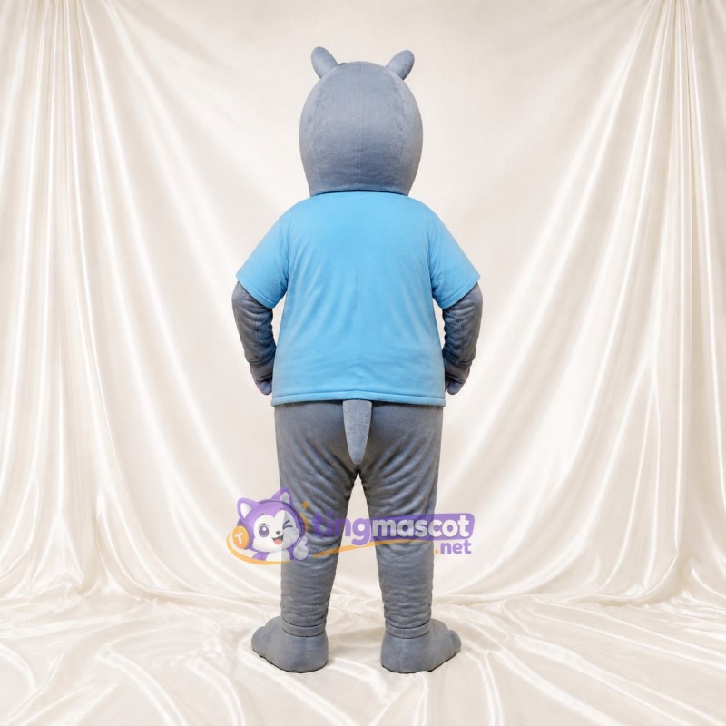 Gray Hippo Mascot Costume Full Body for Adults School Events