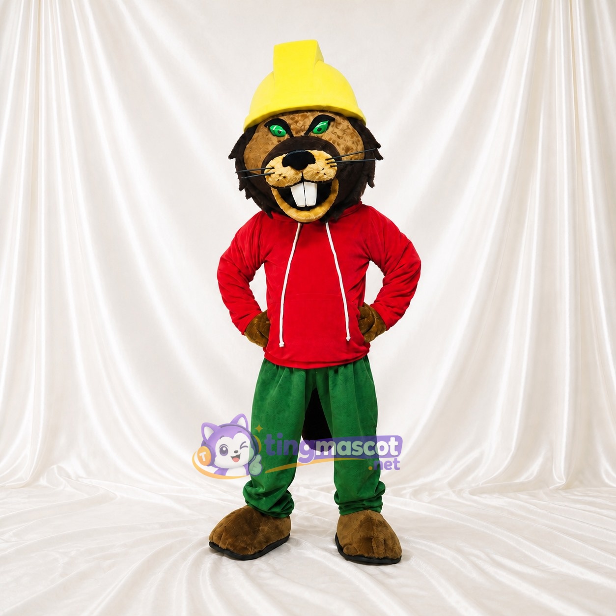 Worker Beaver Mascot Costume Full Body for Adults Promotions