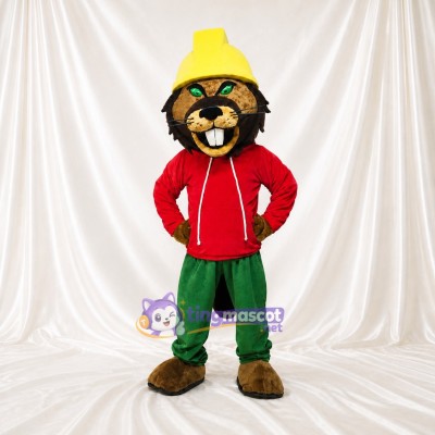 Worker Beaver Mascot Costume Full Body for Adults Promotions
