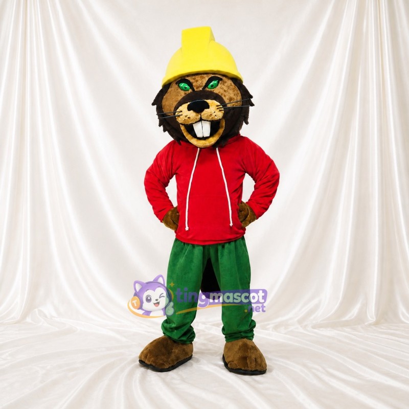 Worker Beaver Mascot Costume Full Body for Adults Promotions