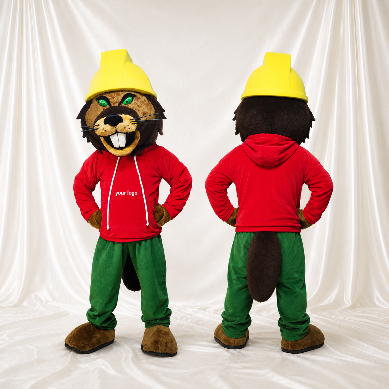 Worker Beaver Mascot Costume Full Body for Adults Promotions