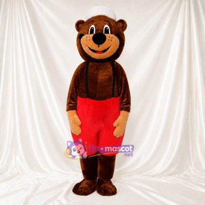 Construction Bear Mascot Costume Full Body for Adults School Events