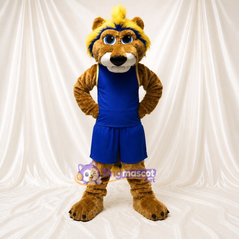 Brown Lion Cheerleader Mascot Costume Full Body for Adults Sports Events