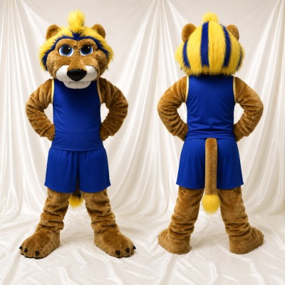 Brown Lion Cheerleader Mascot Costume Full Body for Adults Sports Events