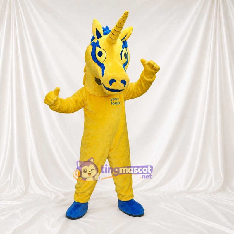 Yellow Unicorn Mascot Costume Full Body for Adults School Events