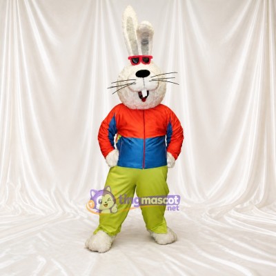 Lapin Athlète Blanc Costume de mascotte intégral pour adultes Événements sportifs