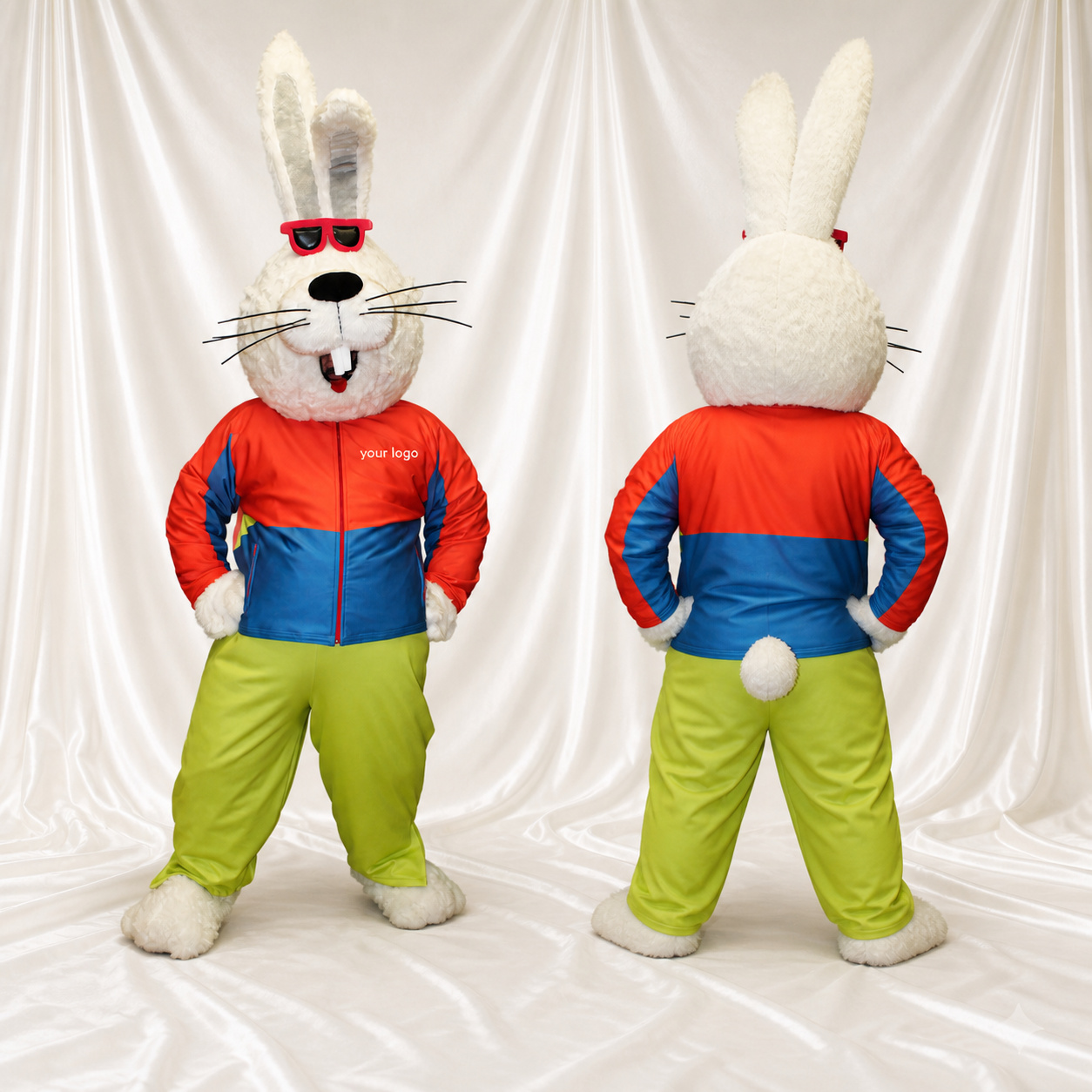 White Rabbit Athlete Mascot Costume Full Body for Adults Sports Events White Rabbit Athlete Mascot Costume Full Body for Adults Sports Events