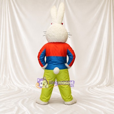 Lapin Athlète Blanc Costume de mascotte intégral pour adultes Événements sportifs