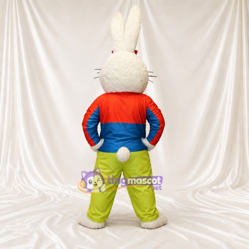 Lapin Athlète Blanc Costume de mascotte intégral pour adultes Événements sportifs