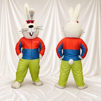 Lapin Athlète Blanc Costume de mascotte intégral pour adultes Événements sportifs