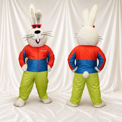 Lapin Athlète Blanc Costume de mascotte intégral pour adultes Événements sportifs