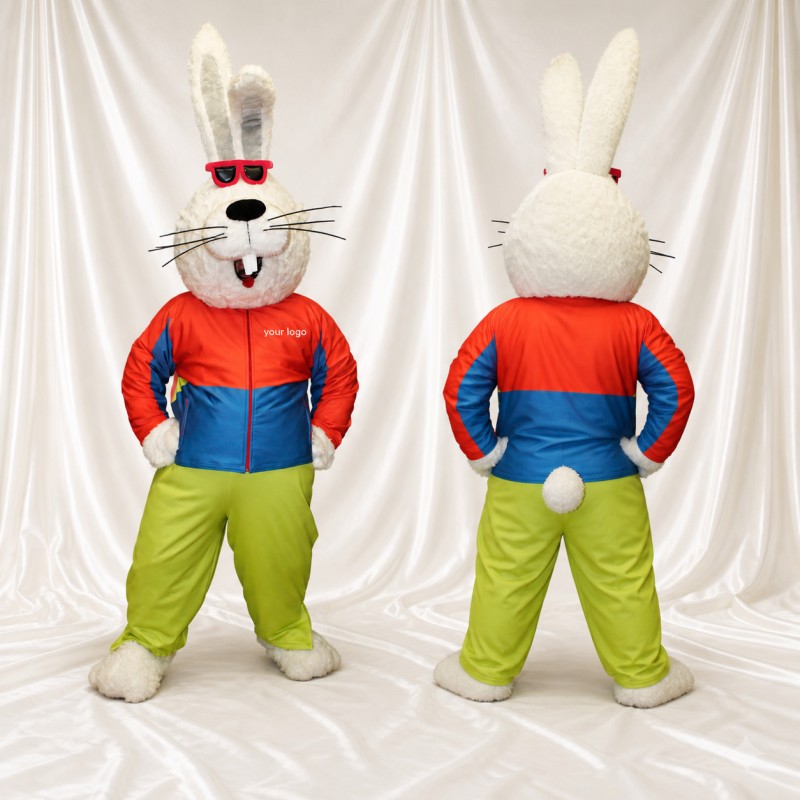 Lapin Athlète Blanc Costume de mascotte intégral pour adultes Événements sportifs