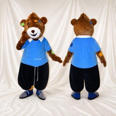 Équipe Athlète ours en uniforme Costume de mascotte intégral pour adultes Événements sportifs