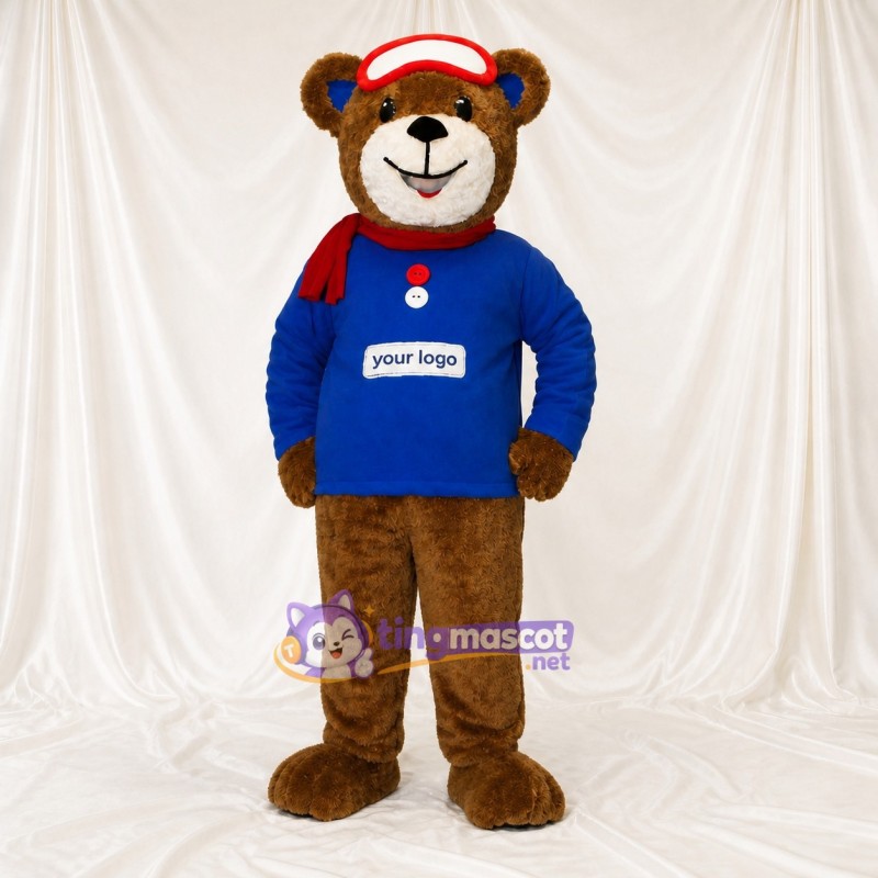Brown Construction Bear Mascot Costume Full Body for Adults School Events