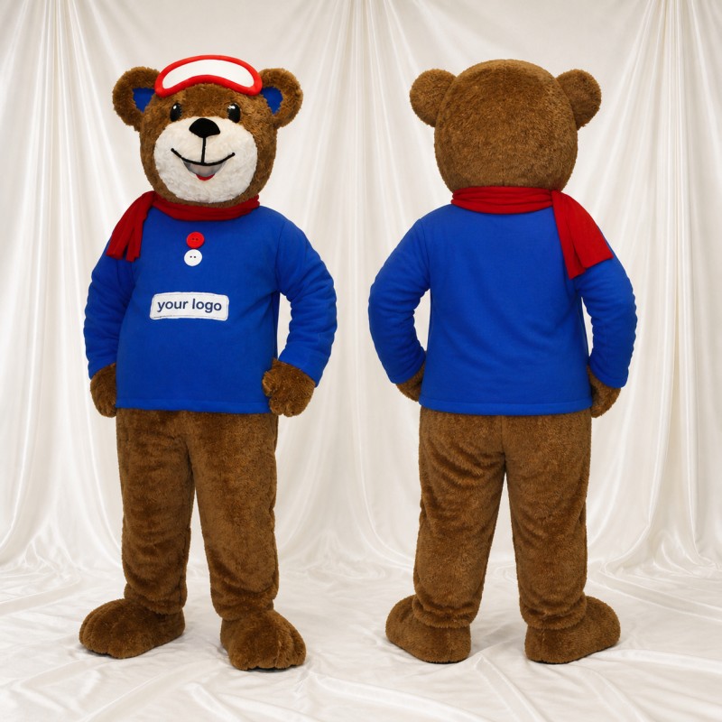 Brown Construction Bear Mascot Costume Full Body for Adults School Events