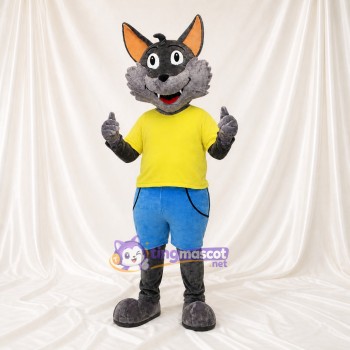Costume de mascotte loup athlète en uniforme d'équipe intégral pour adultes – événements sportifs