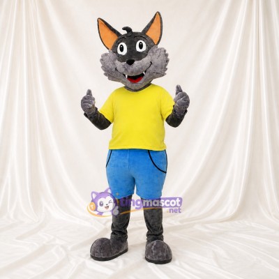 Costume de mascotte loup athlète en uniforme d'équipe intégral pour adultes – événements sportifs