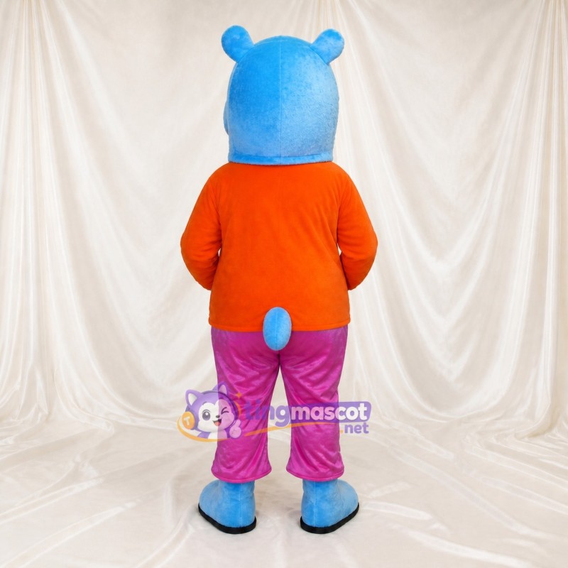 Blue Hippo Mascot Costume Full Body for Adults School Events