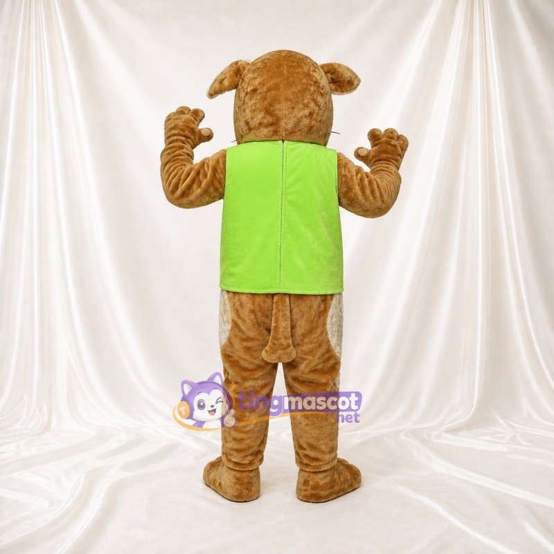 Brown Construction Dog Mascot Costume Full Body for Adults School Events
