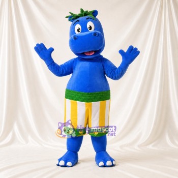 Blue Dinosaur Athlete Mascot Costume Full Body for Adults Sports Events