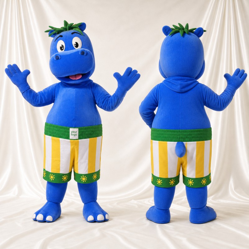 Blue Dinosaur Athlete Mascot Costume Full Body for Adults Sports Events