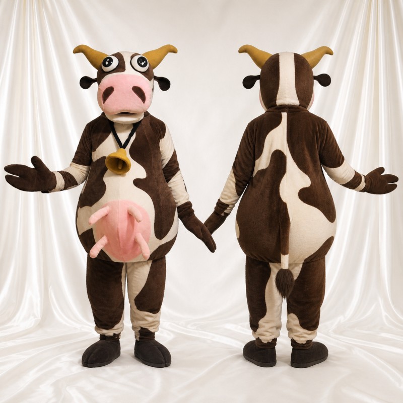 Construction Cow Mascot Costume Full Body for Adults School Events