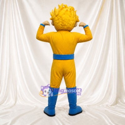 Yellow Superhero Boy Mascot Costume Full Body for Adults School Events