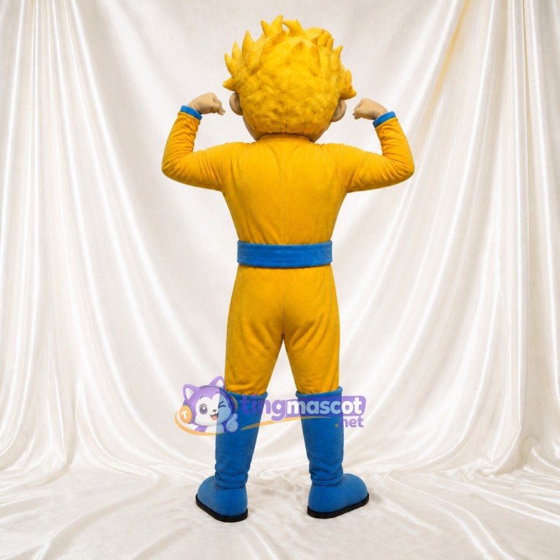 Yellow Superhero Boy Mascot Costume Full Body for Adults School Events