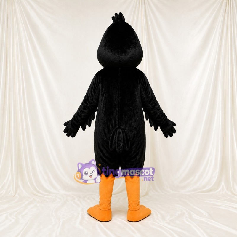 Black Construction Bird Mascot Costume Full Body for Adults School Events