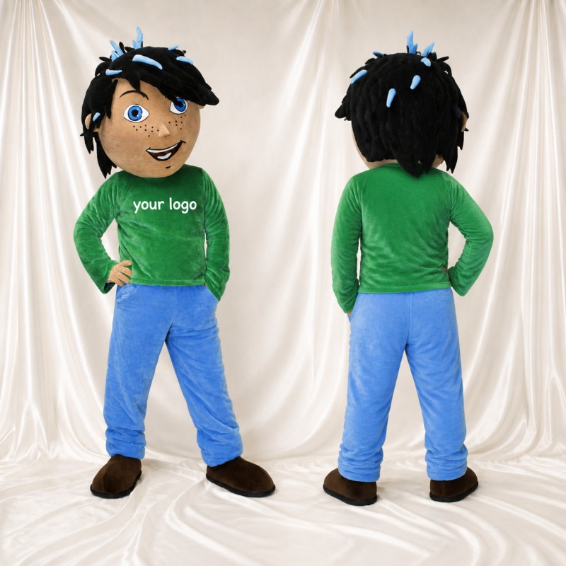 Cartoon Boy Mascot Costume Full Body for Adults School Events