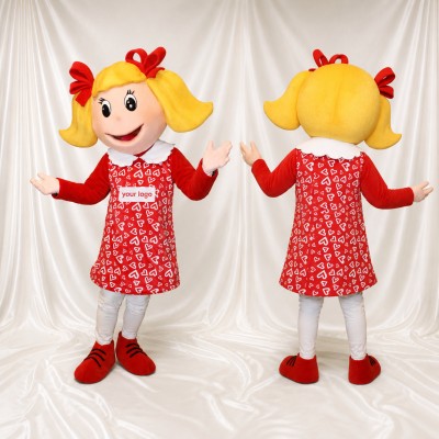 Cartoon Girl Mascot Costume Full Body for Adults School Events