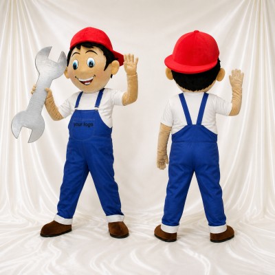 Mechanic Boy Mascot Costume Full Body for Adults Promotions