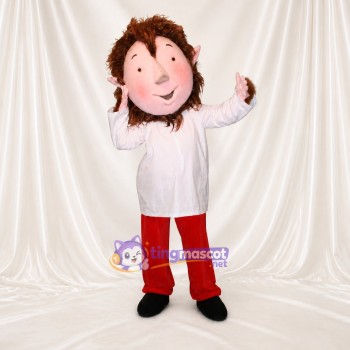 Garçon de dessin animé blanc Costume de mascotte intégral pour adultes Événements scolaires