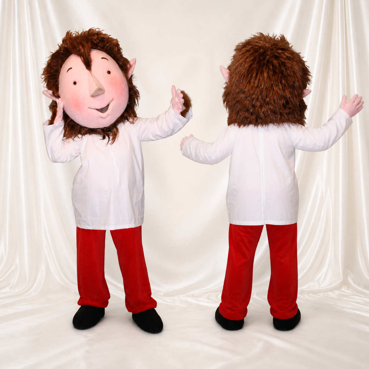 Garçon de dessin animé blanc Costume de mascotte intégral pour adultes Événements scolaires Garçon de dessin animé blanc Costume de mascotte intégral pour adultes Événements scolaires