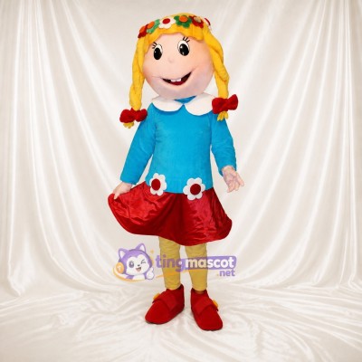 Flower Girl Mascot Costume Full Body for Adults School Events