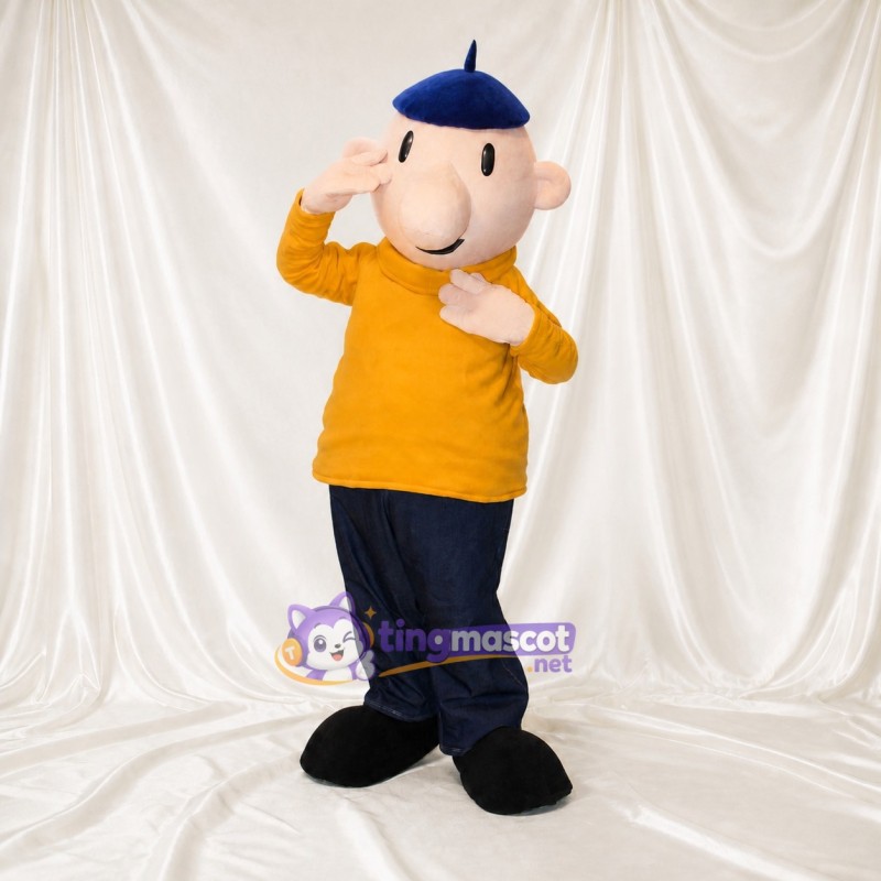 Yellow Cartoon Man Mascot Costume Full Body for Adults School Events